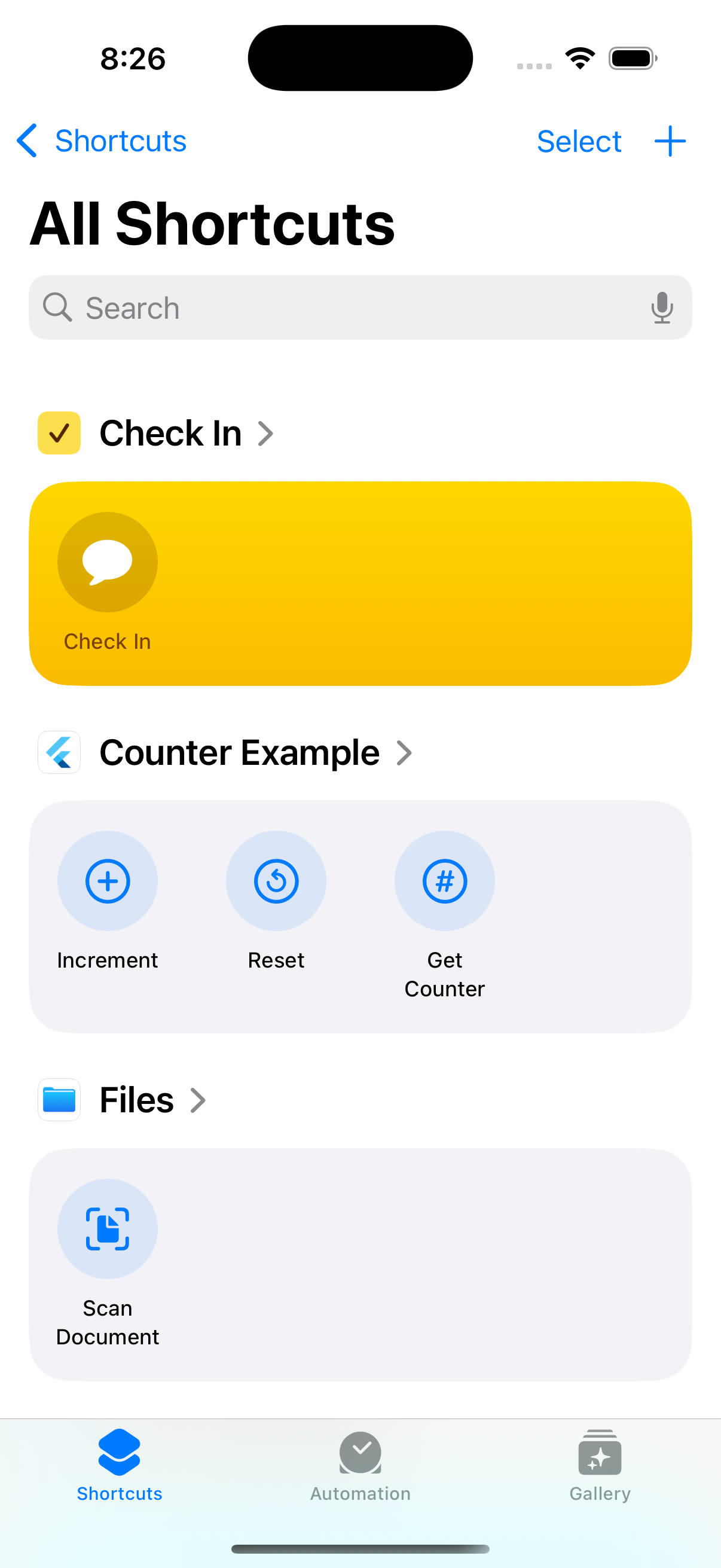 Shortcuts app - tap Counter Example